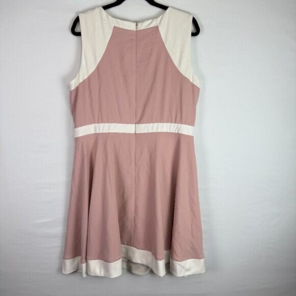 JAYGODFREY Fit & Flare Cut Out Sleeveless Midi Dress White/ Blush Plus Size 16W - Picture 2 of 6